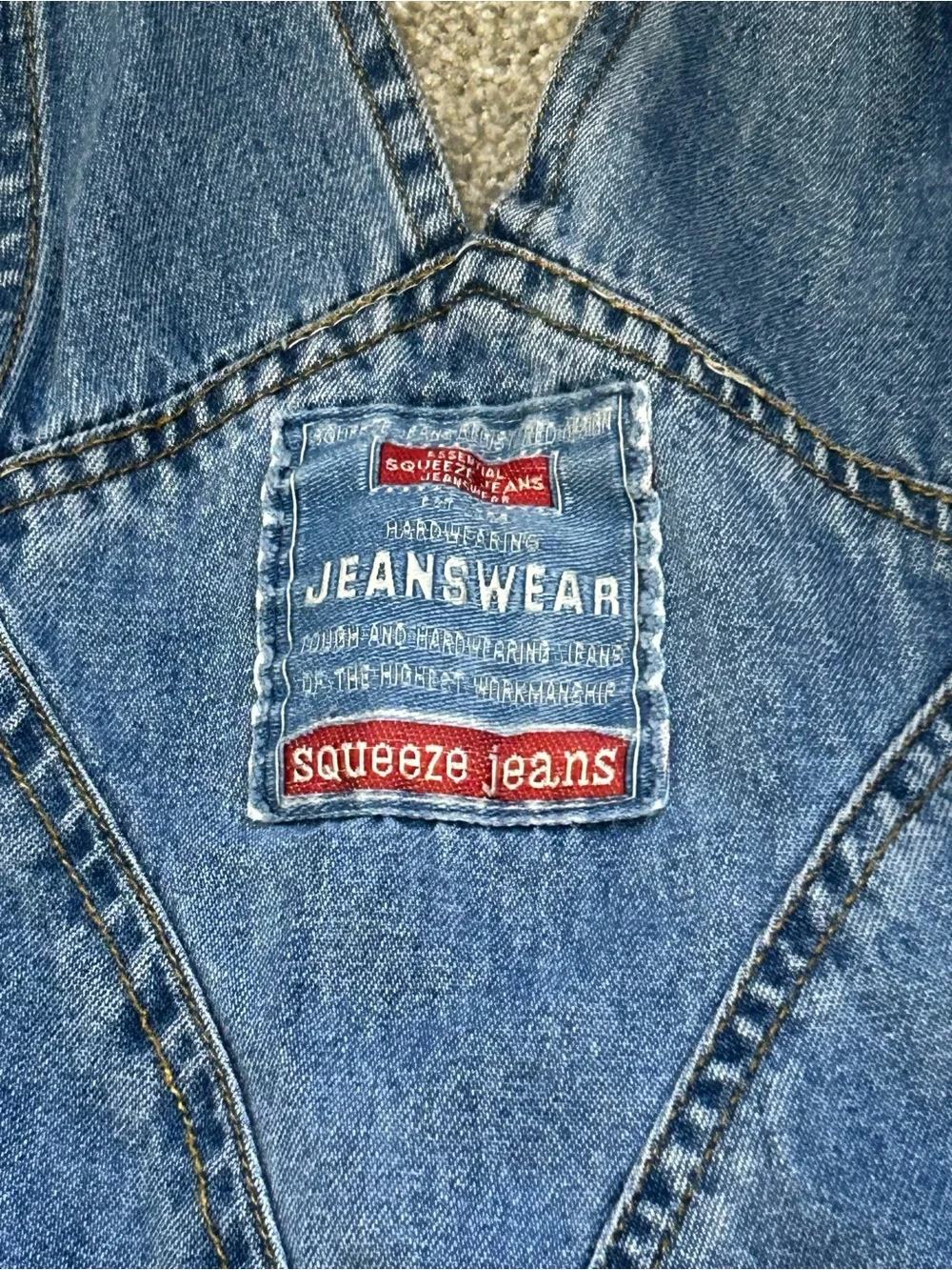 Squeeze Jeans Vintage Y2K Denim Short Overalls Romper Size L